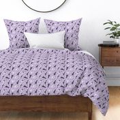 Tiny black and white Border Whippets - purple