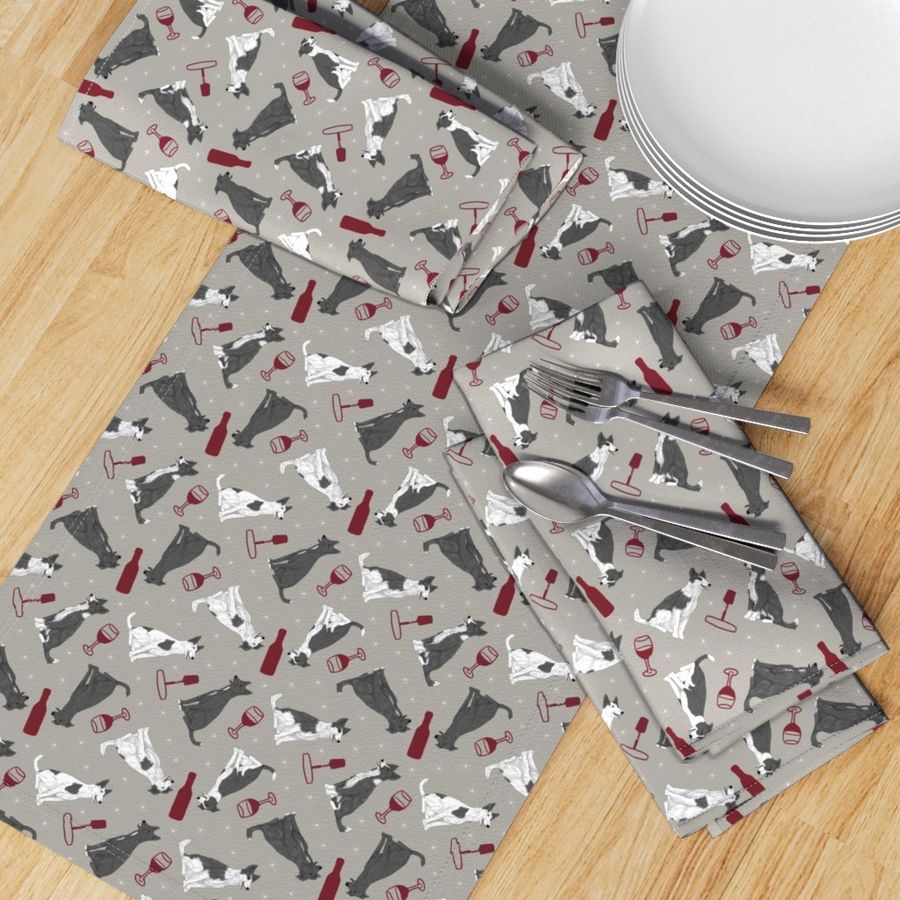 Tiny black and white Border Whippets - wine