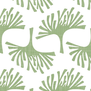 green and white abstract leaves - block print