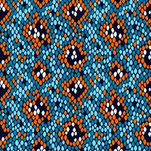 Snakeskin Pattern (Blue and Orange) – Small Scale