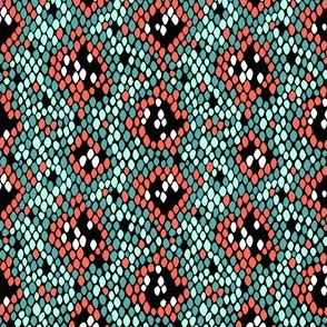 Snakeskin Pattern (Coral and Mint) – Small Scale