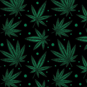 #131 embroidered cannabis on black background