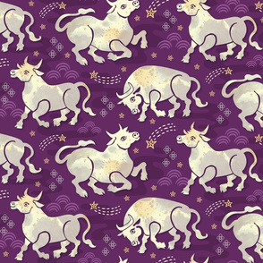Celestial Oxen in Purple
