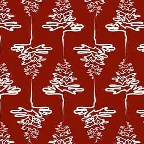 Christmas trees on red