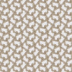 Tiny Trotting Coton de Tulear and paw prints - faux linen