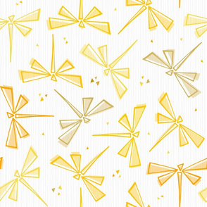 dragonflies - geometric wings - shades of yellow and white