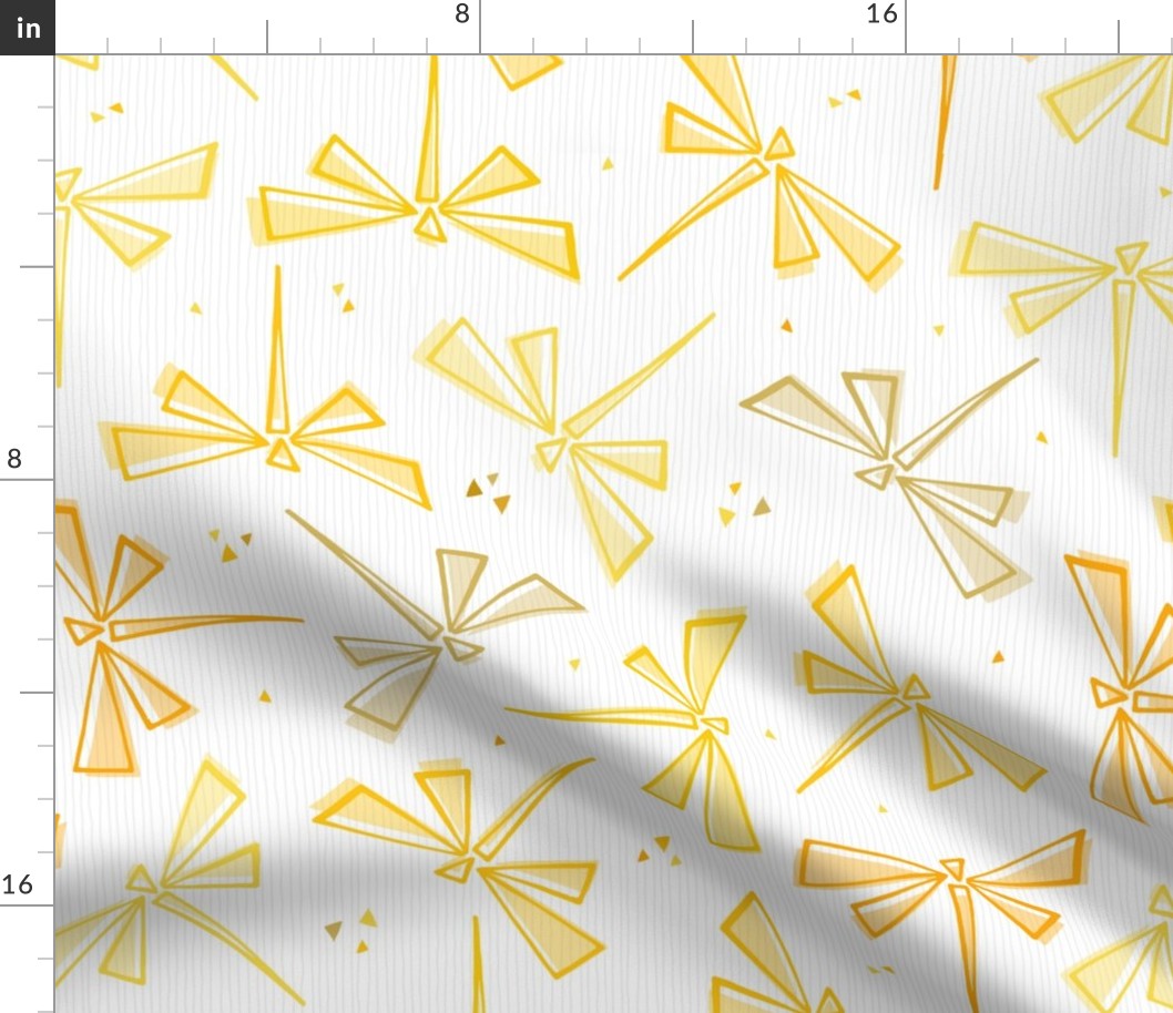 dragonflies - geometric wings - shades of yellow and white