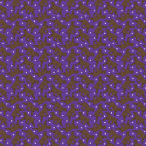 Tiny Trotting Irish Water Spaniels and paw prints - purple