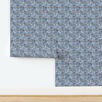 Tiny Trotting Italian Greyhounds and paw prints - faux denim