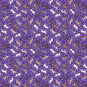 Tiny Trotting Italian Greyhounds and paw prints - purple