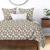 Trotting Phalene and paw prints - faux linen