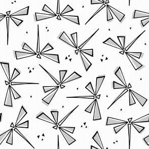 dragonflies - geometric wings - black and white