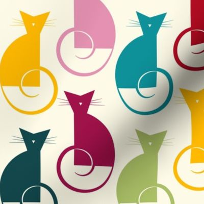 cats - luni cat - bohemian colors - cat fabric and wallpaper