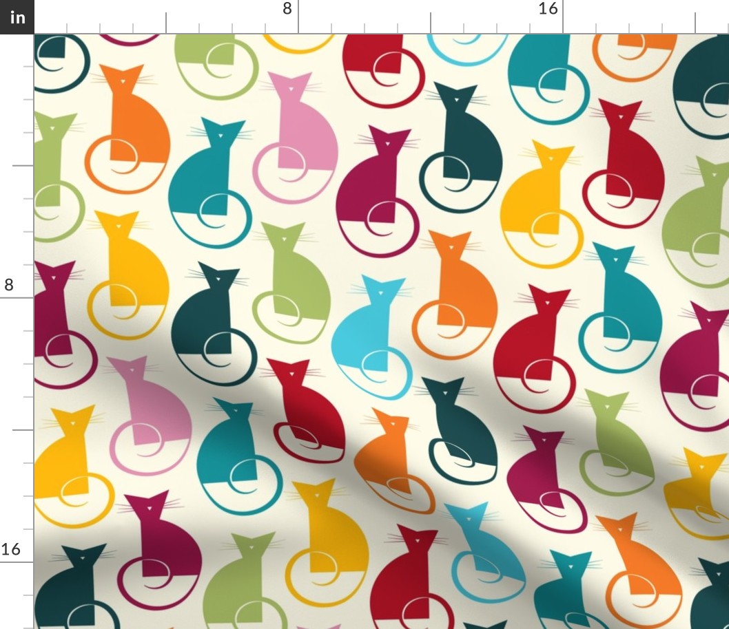 cats - luni cat - bohemian colors - cat fabric and wallpaper