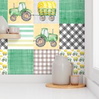 Farm Tractor Watercolor Whole Cloth Cheater