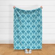 chicken damask blues large