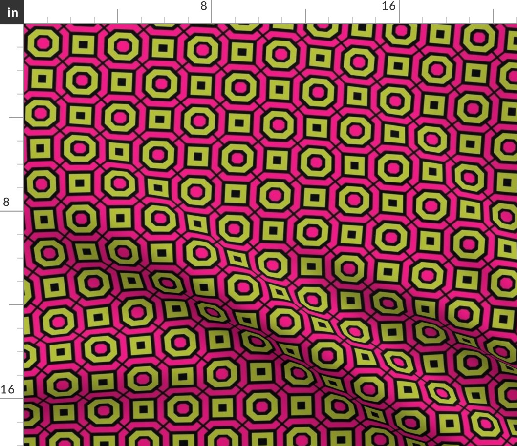 Retro Octgaon Black, Pink, Green