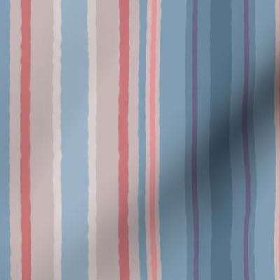 Stripes in blue and salmon