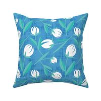 Modern Tulip on blue - large scale