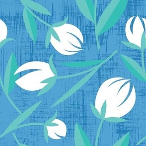 Modern Tulip on blue - large scale