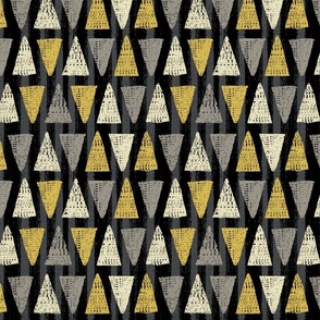 Triangle Geo Block Print - Black and Gold - Small