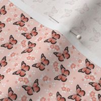 MINI butterfly fabric // monarch butterflies spring florals design andrea lauren fabric -coral
