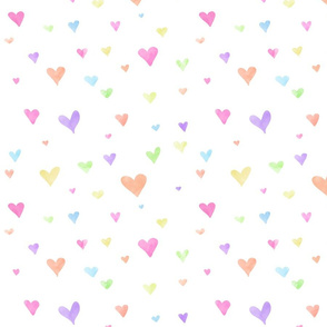 Pastel Rainbow Watercolor Style Hearts [large] || love valentine sweetheart