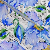 blue poppies on music