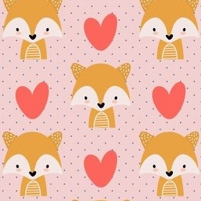 Cute Fox | blue dots | Pink Bacground | Quilt