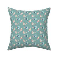 small birds | teal | quilt