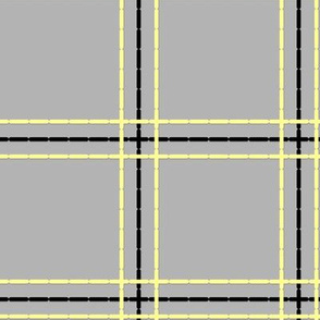 4" Top Stitch Plaid: Yellow & Gray Large Scale Plaid