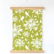 Agapanthus Enchantment (butterflies, birds + bees) - olive green, large