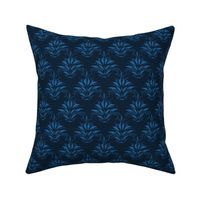 (small) Folk Floral Prussian Blue on blue / Small scale 