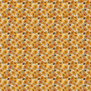 TINY Van Gogh Sunflowers cream yellow sage green red