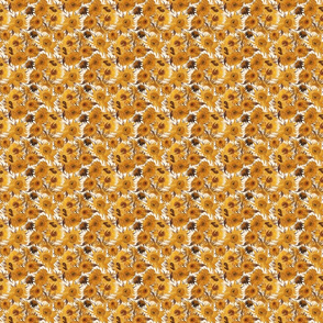 TINY Van Gogh Sunflowers saffron cream brown