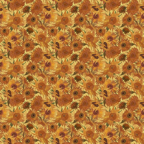SMALL Van Gogh Sunflowers saffron orange yellow