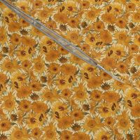 TINY Van Gogh Sunflowers yellow  green rust