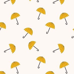Small scale Yellow umbrellas on cream