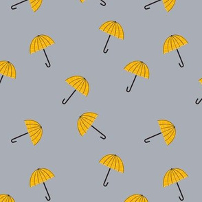 Small scale Yellow umbrellas on grey