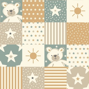 Teddy bear - stars, stripes, sun