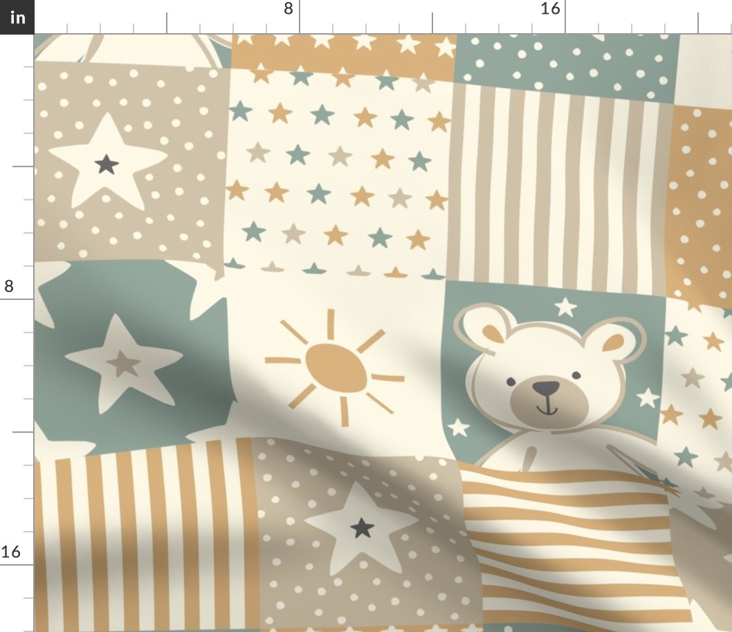 Teddy bear - stars, stripes, sun