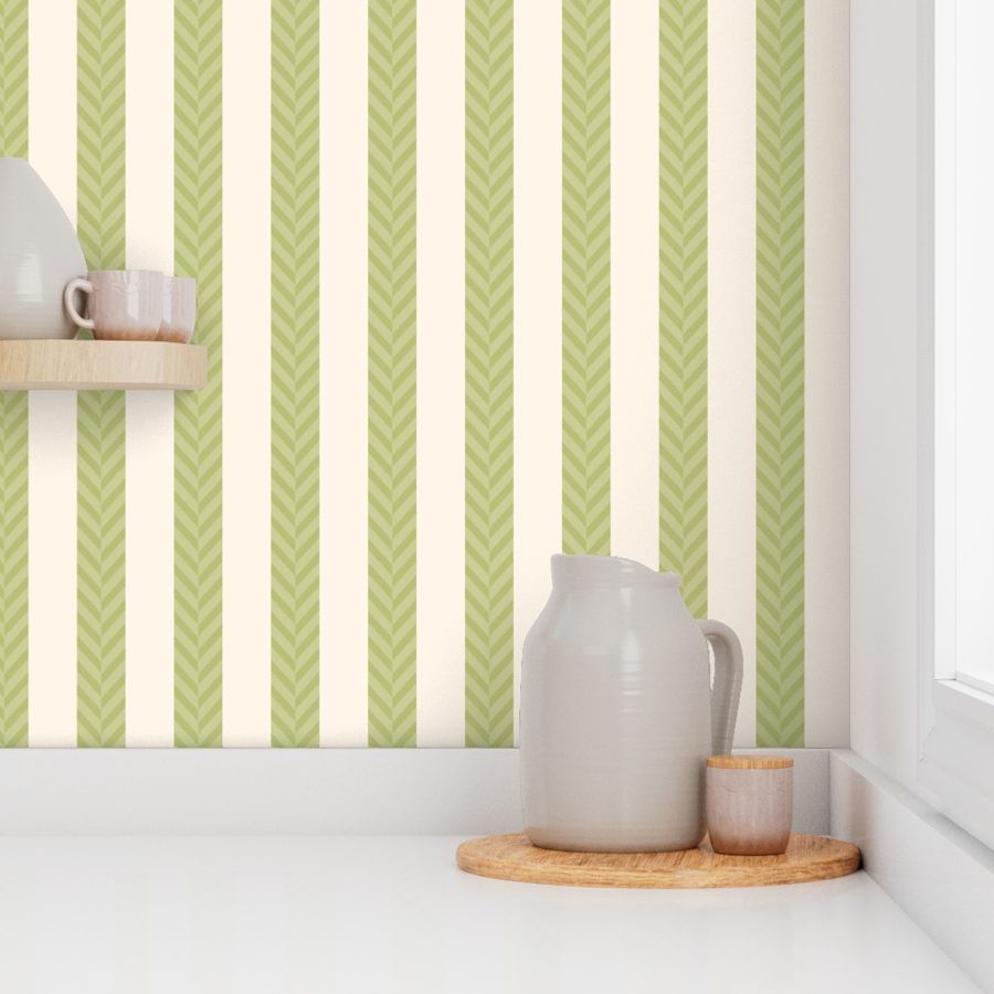 CHEVRON STRIPE - RHODODENDRON COLLECTION (CELERY GREEN)