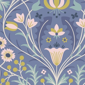 Art Nouveau Damask XL wallpaper scale in daybreak by Pippa Shaw