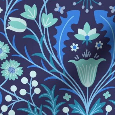 Art Nouveau Damask L wallpaper scale blue moon by Pippa Shaw