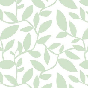 Orchard - Botanical Leaves Simplified White Green HEX CODE D6E3CD  Regular Scale