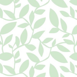 Orchard - Botanical Leaves Simplified White Green HEX CODE D7E7D0  Regular Scale