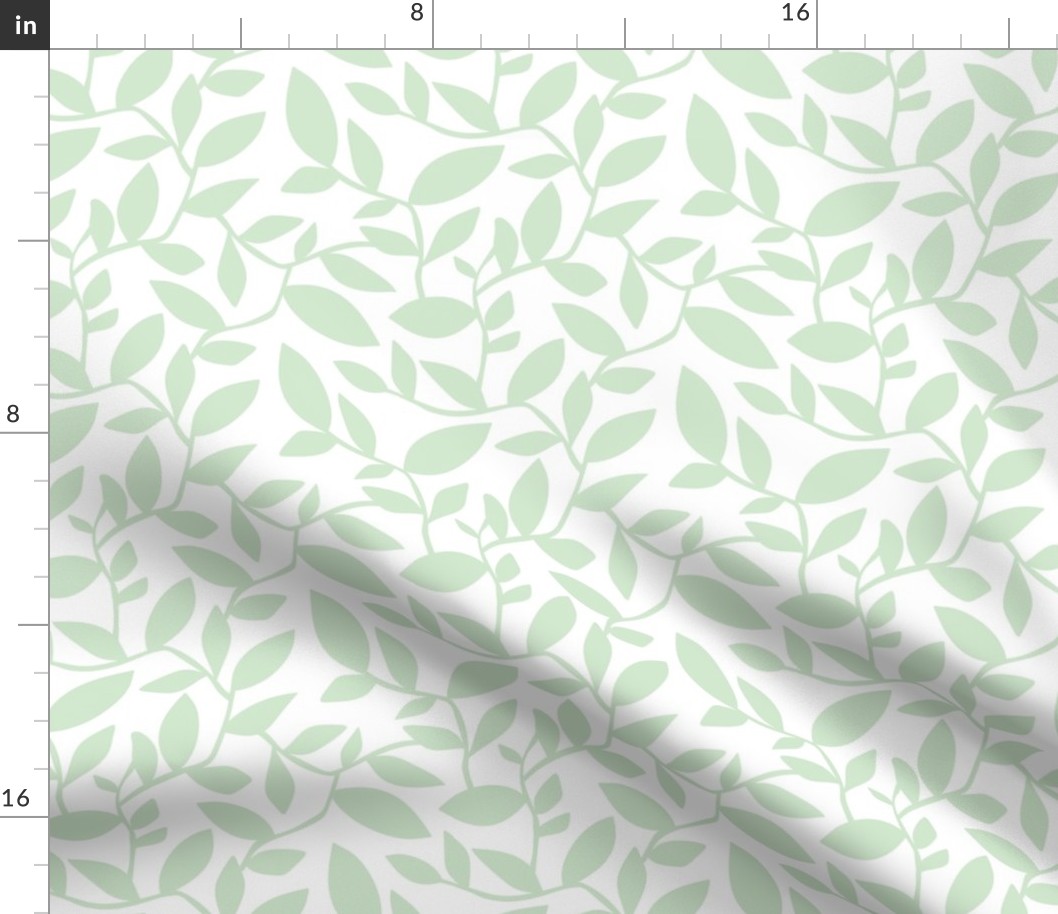 Orchard - Botanical Leaves Simplified White Green HEX CODE D7E7D0  Regular Scale