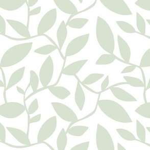 Orchard - Botanical Leaves Simplified White Green HEX CODE D9E3D3  Regular Scale