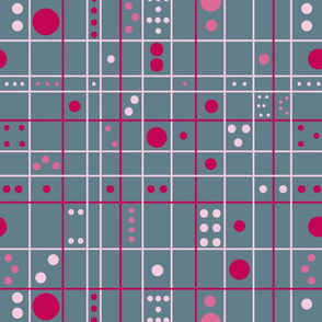 Geometric Lines and Dots Raspberry Pink