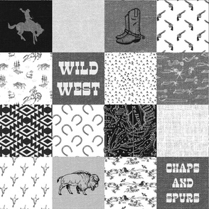 Wild West in Grey Wholecloth Cheater Quilt - 6 inch squares